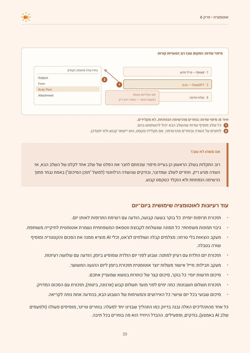 מיפוי שדות: המקום שבו רוב הטעויות קורות: עמוד 25 מתוך המדריך